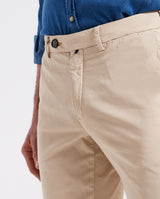 Pantalone chino in popeline di cotone leggero beige slim fit