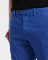 Pantalone chino in popeline di cotone leggero blu china slim fit