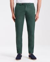 Pantalone chino in popeline di cotone leggero verde bosco slim fit