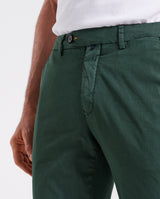 Pantalone chino in popeline di cotone leggero verde bosco slim fit