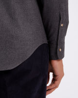 Camicia con collo francese in flanella di cotone pesante grigio scuro