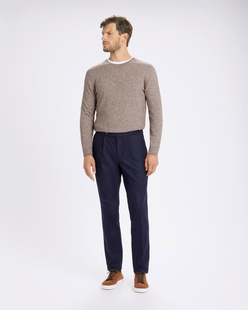 Pantalone chino con coulisse in lana pesante blu regular fit