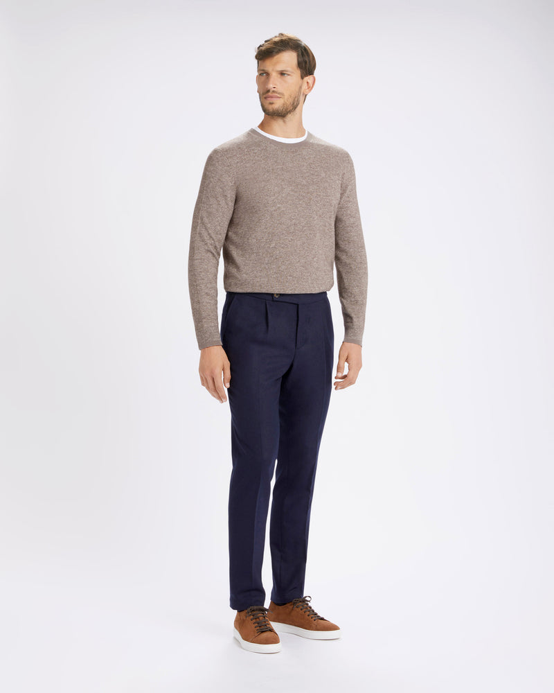 Pantalone chino con coulisse in lana pesante blu straight  fit
