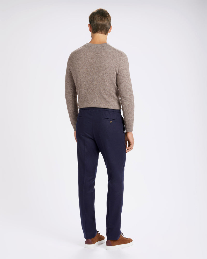 Pantalone chino con coulisse in lana pesante blu regular fit