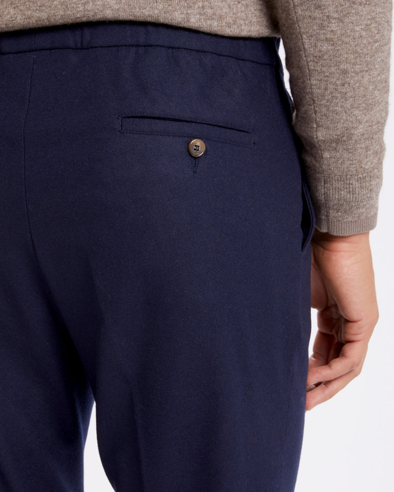 Pantalone chino con coulisse in lana pesante blu regular fit