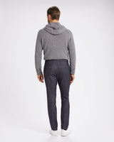 Pantalone chino con coulisse in lana pesante blu gessato straight fit