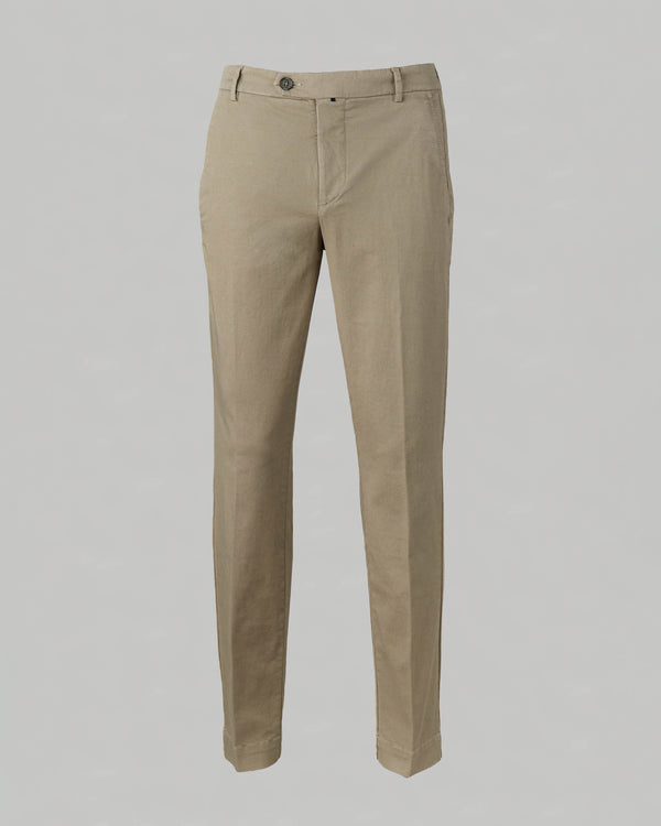 Pantalone chino in gabardina di cotone medio beige slim fit