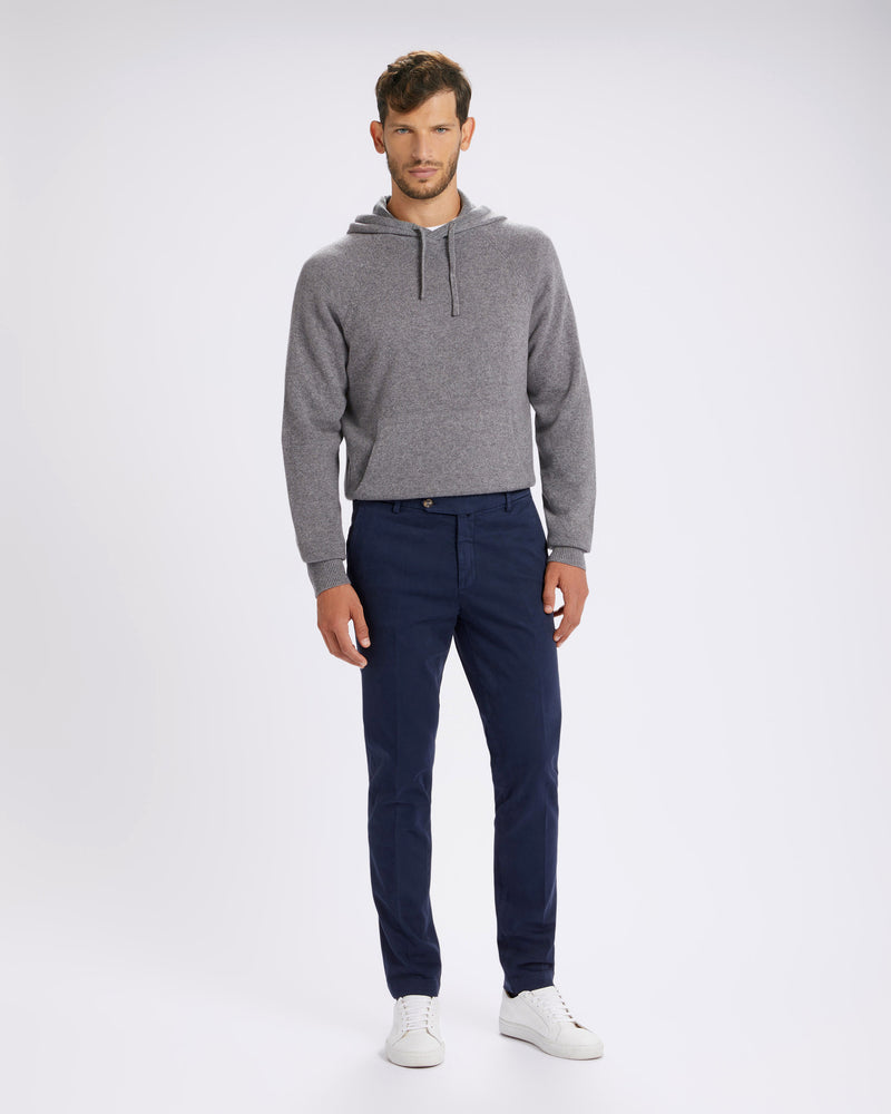 Pantalone chino in gabardina di cotone pesante blu notte straight fit