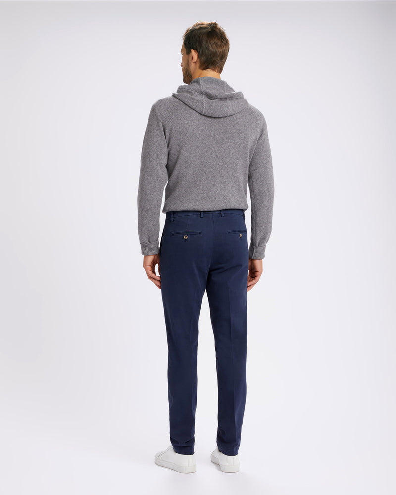 Pantalone chino in gabardina di cotone pesante blu notte straight fit