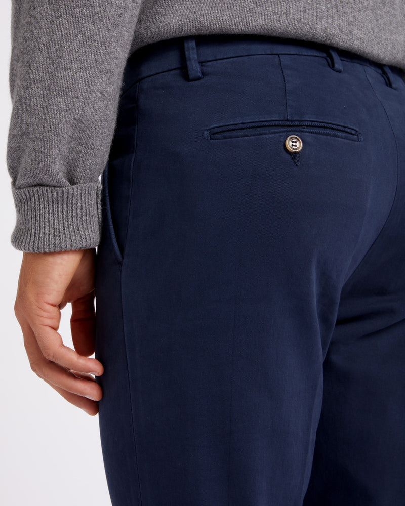Pantalone chino in gabardina di cotone pesante blu notte straight fit