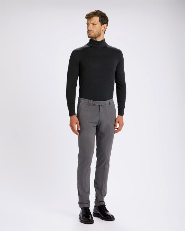 Pantalone chino in gabardina di cotone pesante grigio medio straight fit