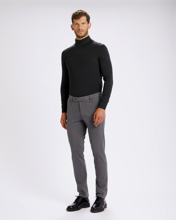 Pantalone chino in gabardina di cotone pesante grigio medio straight fit