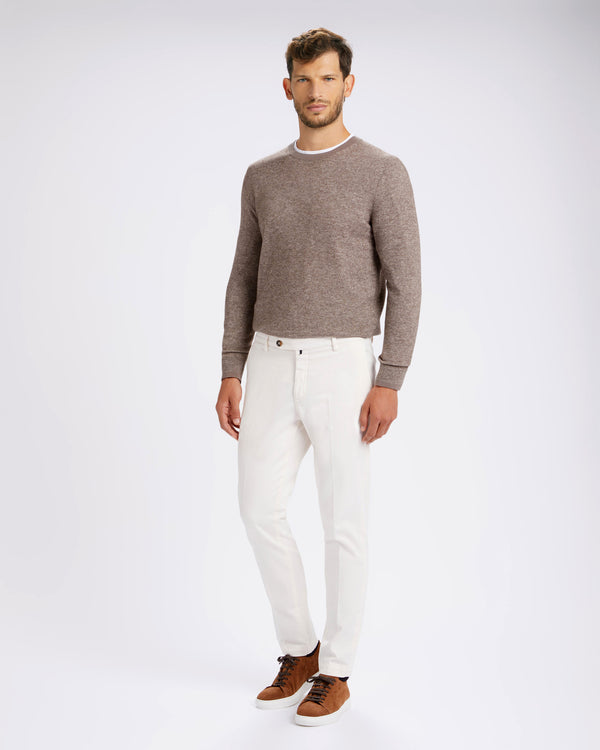 Pantalone chino in gabardina di cotone pesante bianco latte straight fit