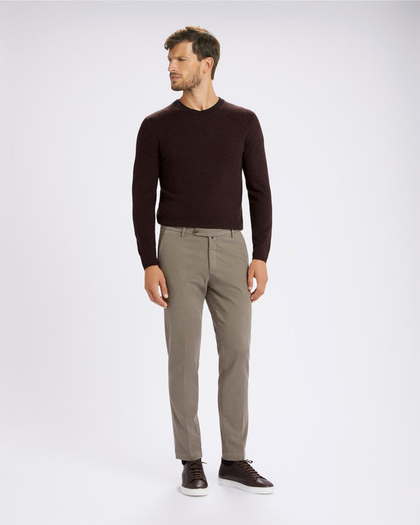 Pantalone chino in gabardina di cotone pesante grigio tortora straight fit