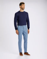 Pantalone chino in gabardina di cotone pesante azzurro celeste slim fit