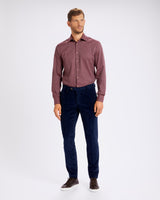 Pantalone chino in velluto a costa larga alternata pesante blu notte straight fit