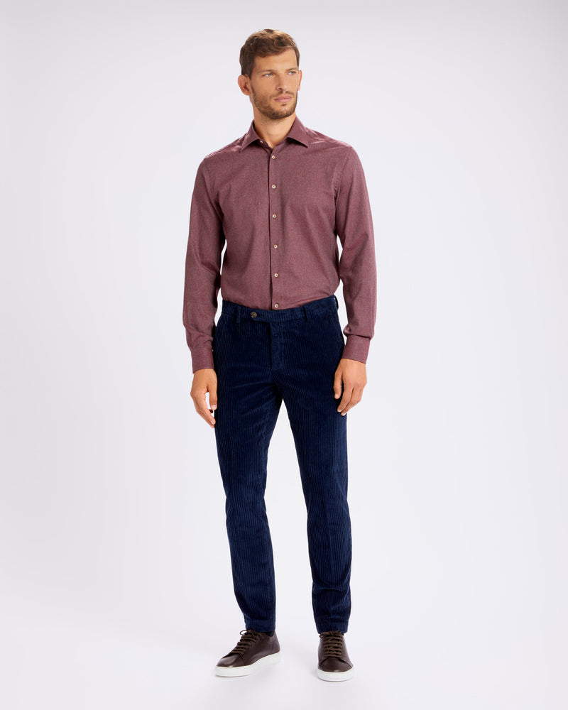Pantalone chino in velluto a costa larga alternata pesante blu notte straight fit