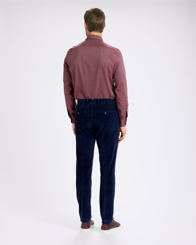 Pantalone chino in velluto a costa larga alternata pesante blu notte straight fit