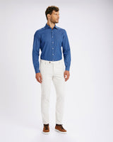 Pantalone chino in velluto a costa larga alternata pesante bianco panna straight fit