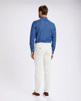 Pantalone chino in velluto a costa larga alternata pesante bianco panna straight fit