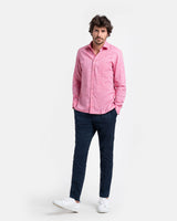 Camicia con collo francese in lino e cotone leggero rosa quarzo