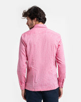 Camicia con collo francese in lino e cotone leggero rosa quarzo