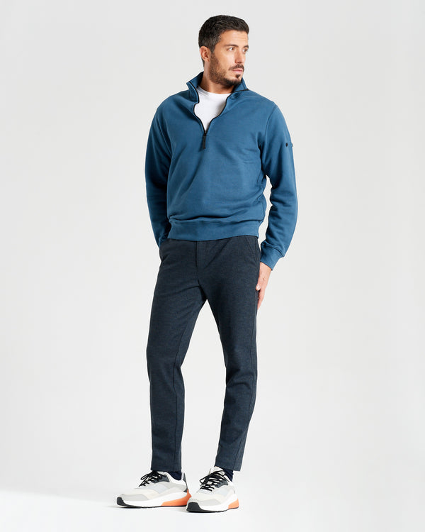 Pantalone tuta con elastico a contrasto e coulisse in Jersey medio blu notte slim fit