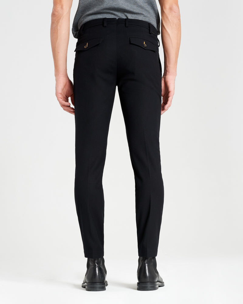 Pantalone chino in flanella di poliestere pesante nero slim fit