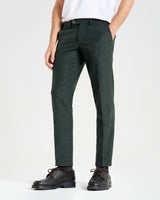 Pantalone chino in cotone e lana pesante verde bosco slim fit