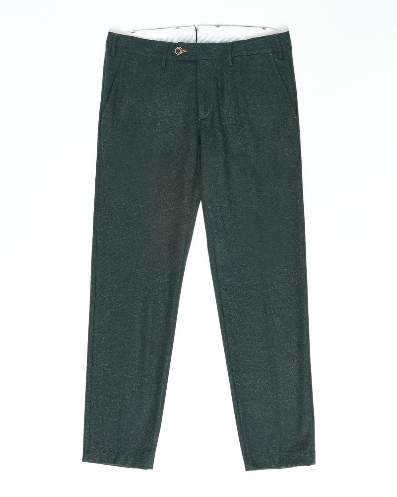 Pantalone chino in cotone e lana pesante verde bosco slim fit