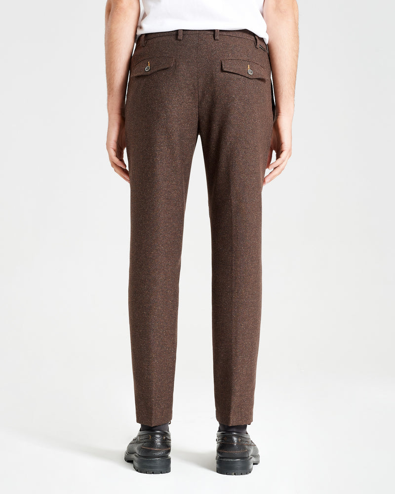 Pantalone chino in cotone e lana pesante marrone caffè slim fit