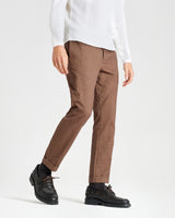 Pantalone chino con risvolto in cotone pesante marrone cioccolato regular fit