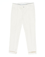 Pantalone chino con risvolto in velluto a costa larga francese pesante bianco panna regular fit