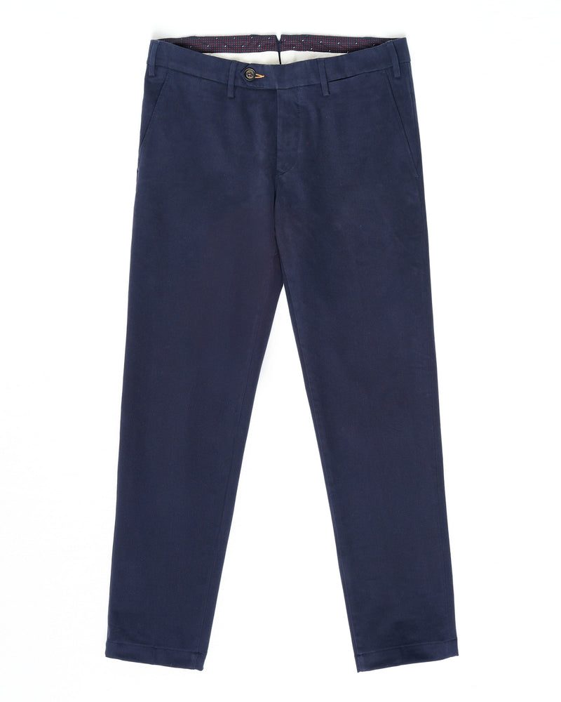 Pantalone chino in gabardina di cotone pesante blu cobalto slim fit