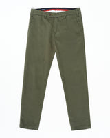 Pantalone chino in gabardina di cotone pesante verde muschio slim fit