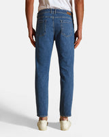 Pantalone cinquetasche jeans in denim di cotone leggero stone washed light regular fit