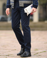 Pantalone chino in gabardina di cotone pesante marrone blu navy slim fit