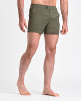 Costume da mare con bottone a pressione e fibbie regolabili in nylon leggero verde militare