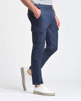 Pantalone cargo in popeline di cotone leggero blu regular fit