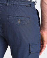 Pantalone cargo in popeline di cotone leggero blu regular fit