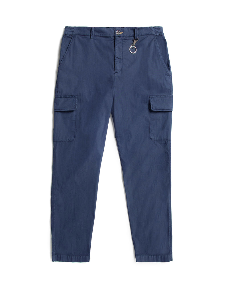 Pantalone cargo in popeline di cotone leggero blu regular fit