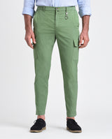 Pantalone cargo in popeline di cotone leggero verde regular fit