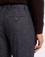 Pantalone chino con pince in flanella di cotone pesante blu regular fit