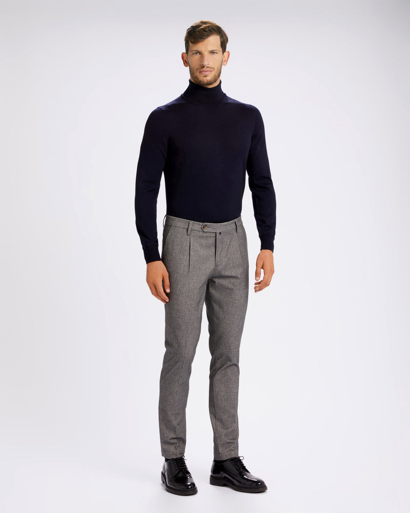 Pantalone chino con pince in flanella di cotone pesante grigio medio regular fit