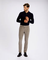 Pantalone chino con pince in velluto millerighe a costa fine pesante grigio tortora regular fit