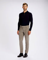 Pantalone chino con pince in velluto millerighe a costa fine pesante grigio tortora regular fit