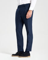Pantalone chino con pince e risvolto in cotone e lana pesante blu notte regular fit