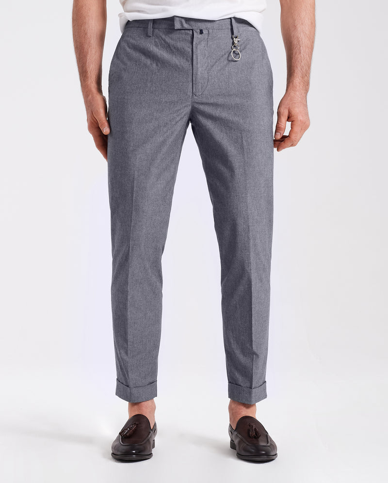 Pantalone chino con risvolto in cotone leggero grigio medio regular fit