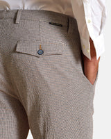 Pantalone chino in misto cotone micro check leggero marrone e blu slim fit
