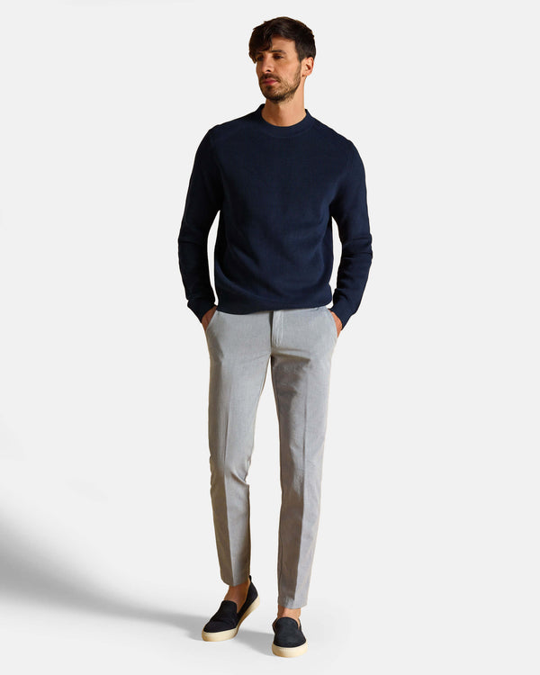 Pantalone chino in cotone leggero azzurro grigio slim fit